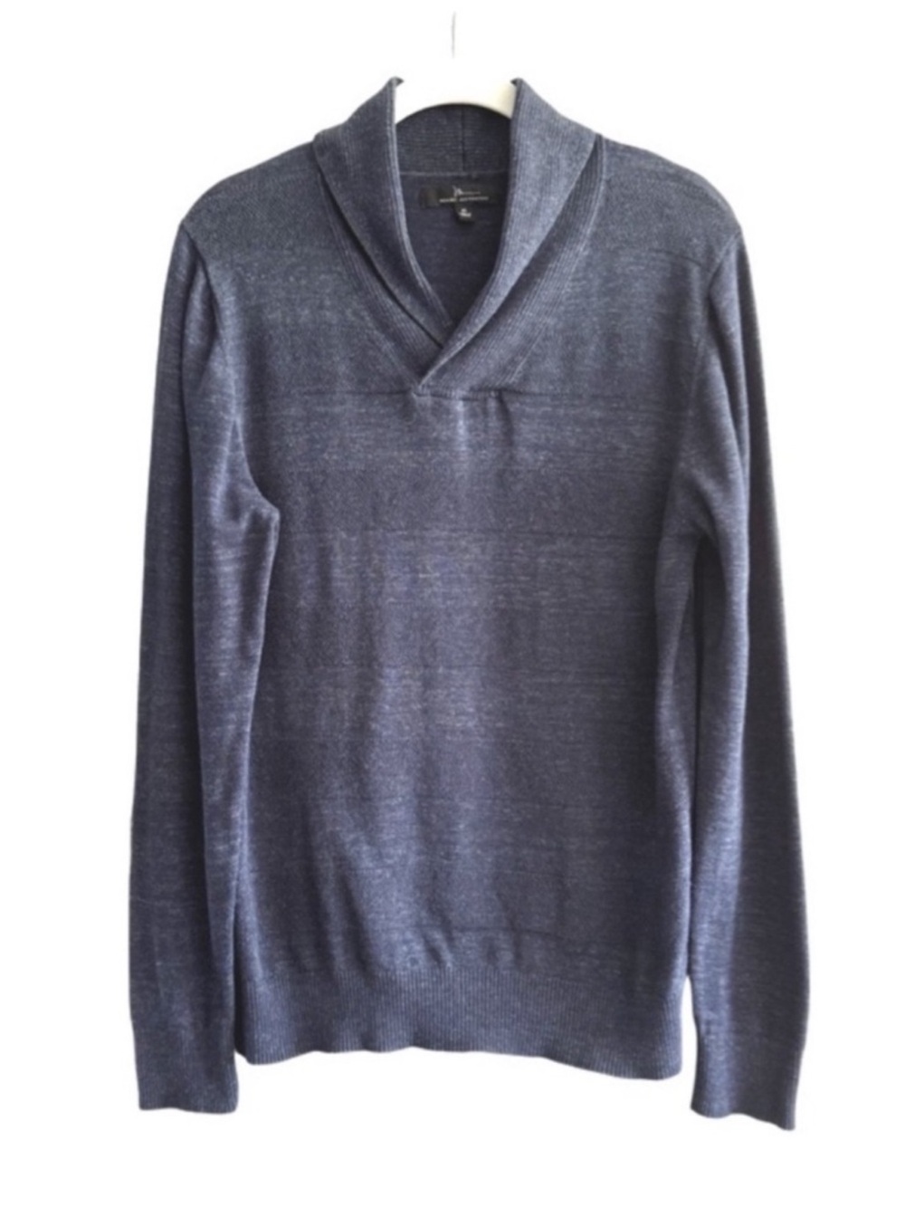 Marc Anthony V-neck Pullover Sweater Shawl collar 100% Cotton Blue Size M